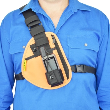 Two Ants Pharaoh Right Orange - Adjustable Two Way Radio Phone Chest Holster with Zipper Pocket