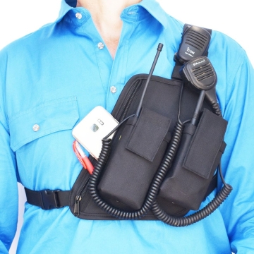 Two Ants Trap Jaw Double Enclosed Pouch Two Way Radio Phone Chest Harness