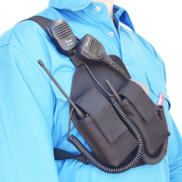 Two Ants Trap Jaw V3.0 Double Right Black - Enclosed Two Way Radio Phone Chest Holster with Zipper Pocket