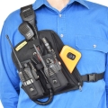 Two Ants Atta Double Right Black - Adjustable Two Way Radio Phone Chest Holster with Zipper Pocket