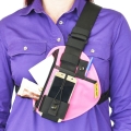 Two Ants Pharaoh Left Pink - Adjustable Two Way Radio Phone Chest Holster with Zipper Pocket