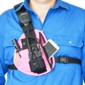 Two Ants Pharaoh Right Pink - Adjustable Two Way Radio Phone Chest Holster with Zipper Pocket
