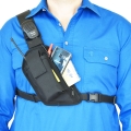 Two Ants Trap Jaw Right Black - Enclosed Two Way Radio Phone Chest Holster with Zipper Pocket