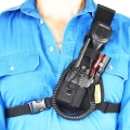 Two Ants Worker Left Black - Adjustable Compact Two Way Radio Phone Chest Holster