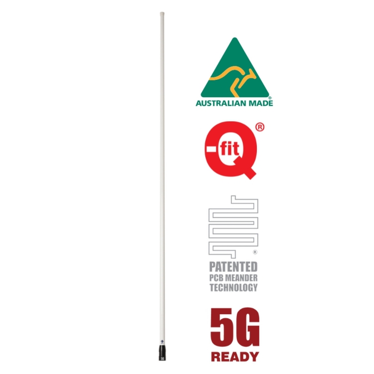 RFI CDQ8199-WB-WHIP 5G 8.5dBi White Whip with Black Base Cellular Mobile Phone Antenna Whip