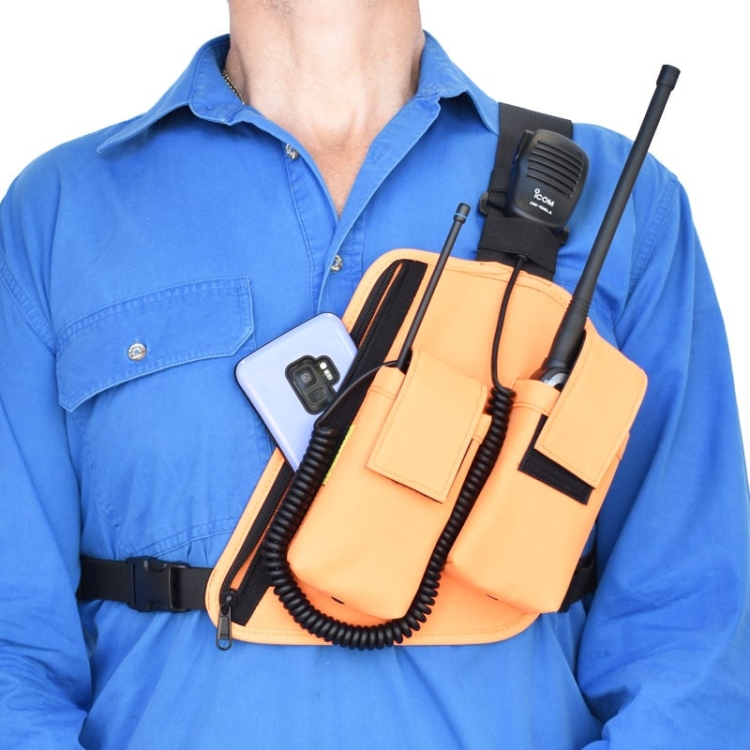 CT201DLOE Two ants trap jaw double orange two way radio pouch