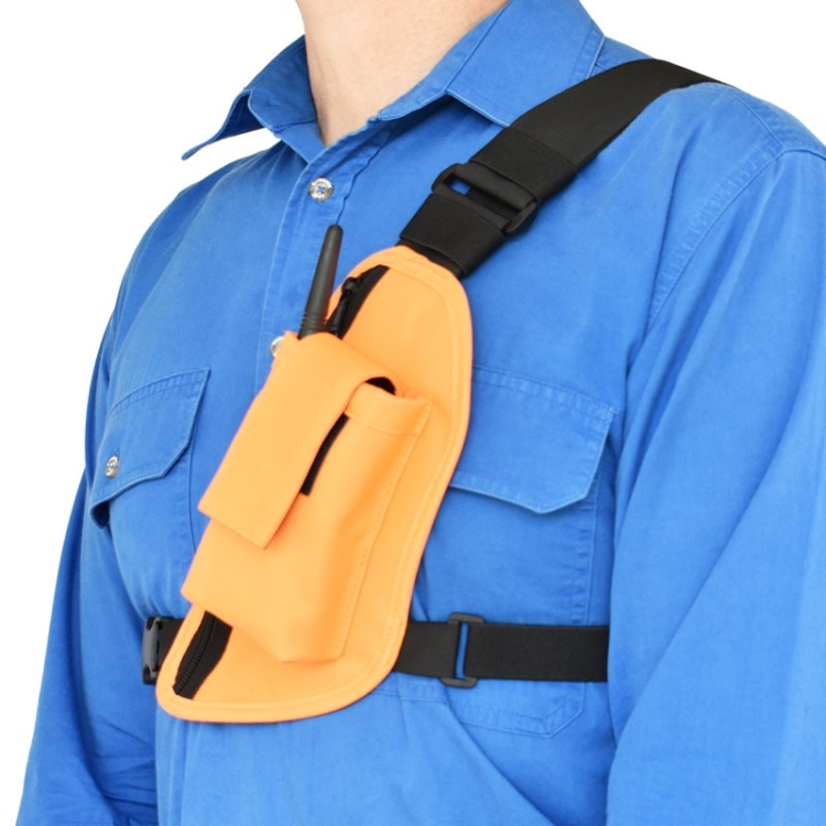 Two Ants Trap Jaw V3.0 Left Orange - Enclosed Two Way Radio Phone Chest Holster with Zipper Pocket