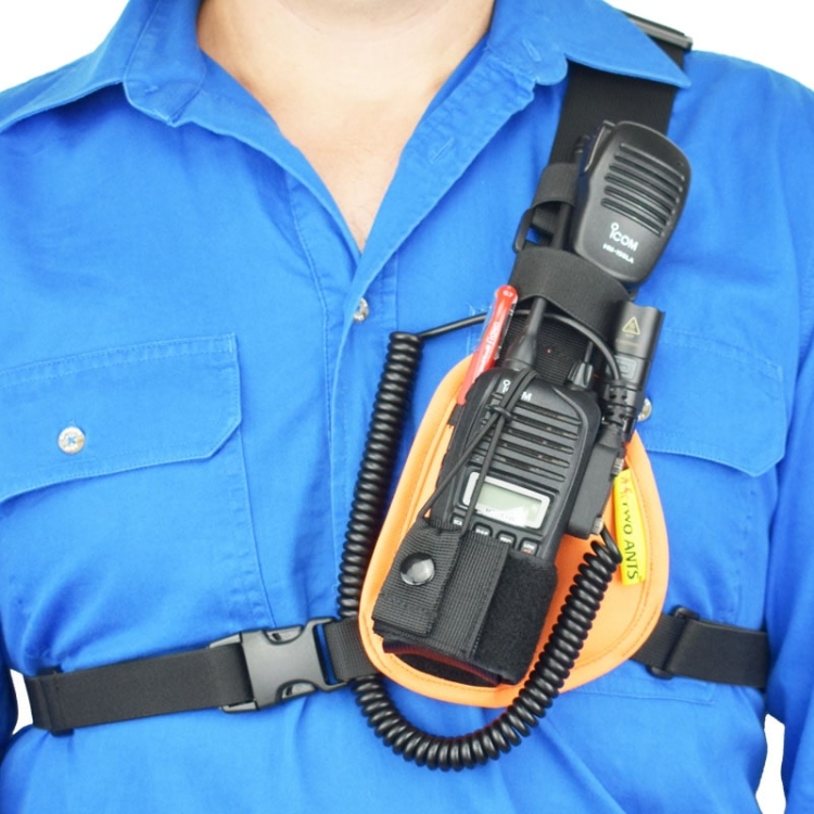 Two Ants Worker Left Orange - Adjustable Compact Two Way Radio Phone Chest Holster