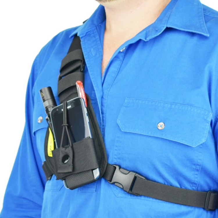 Two Ants Worker Right Black - Adjustable Compact Two Way Radio Phone Chest Holster