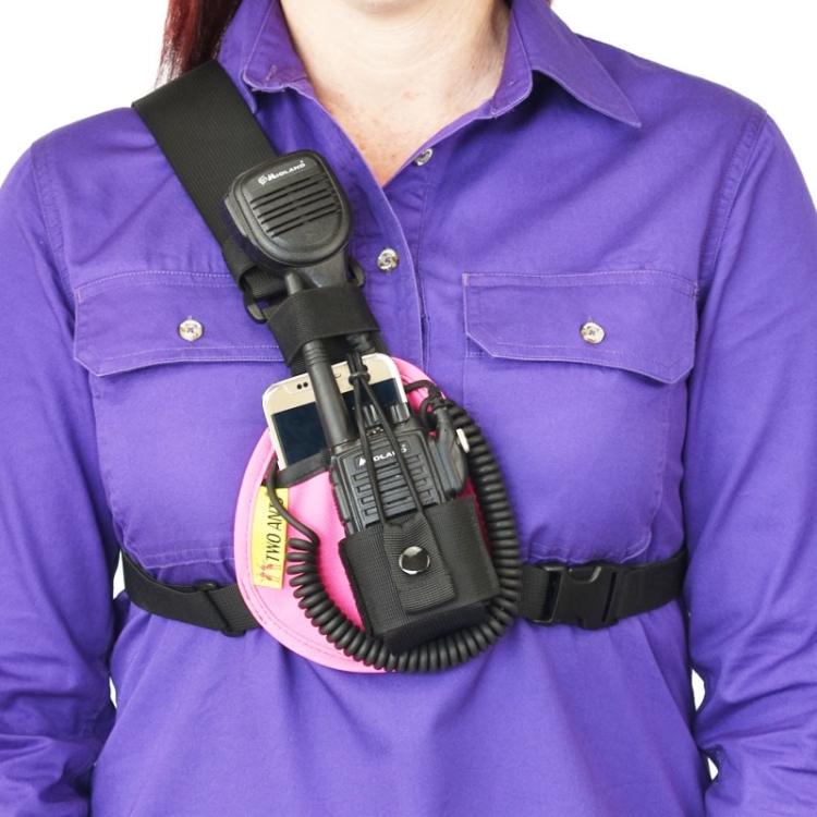 Two Ants Worker Right Pink - Adjustable Compact Two Way Radio Phone Chest Holster